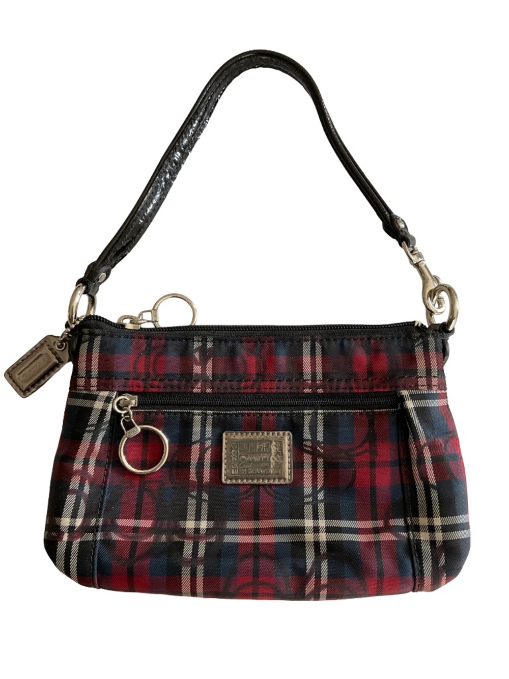 Coach Poppy Tartan Plaid Mini Shoulder Bag Wristlet